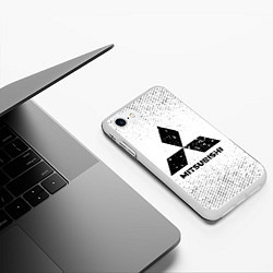 Чехол iPhone 7/8 матовый Mitsubishi с потертостями на светлом фоне, цвет: 3D-белый — фото 2