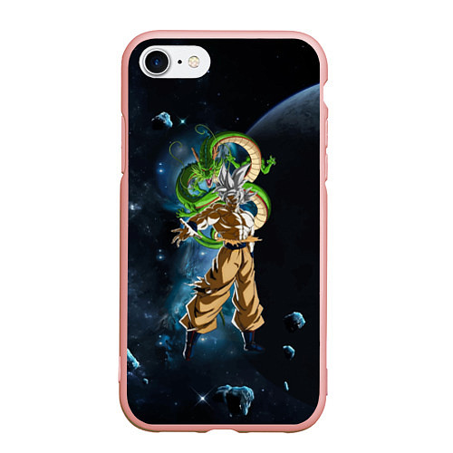 Чехол iPhone 7/8 матовый Dragon Ball - Space - Son Goku / 3D-Светло-розовый – фото 1
