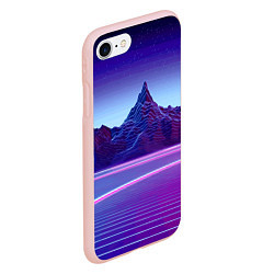 Чехол iPhone 7/8 матовый Neon mountains - Vaporwave, цвет: 3D-светло-розовый — фото 2