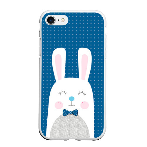 Чехол iPhone 7/8 матовый Мистер кролик / 3D-Белый – фото 1