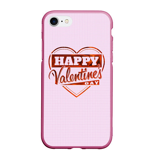 Чехол iPhone 7/8 матовый Happy Valentines Day! / 3D-Малиновый – фото 1