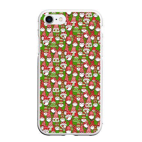 Чехол iPhone 7/8 матовый Рождественские гномы / 3D-Белый – фото 1