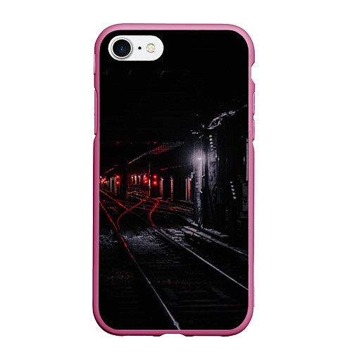 Чехол iPhone 7/8 матовый Тоннель метро / 3D-Малиновый – фото 1