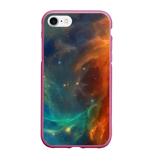Чехол iPhone 7/8 матовый Столкновение двух космических галактик / 3D-Малиновый – фото 1