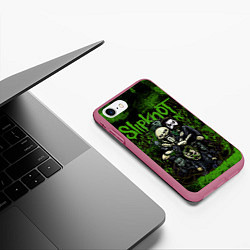 Чехол iPhone 7/8 матовый Slipknot green art, цвет: 3D-малиновый — фото 2