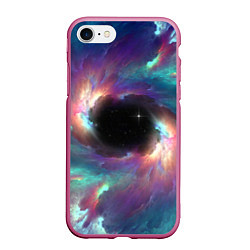 Чехол iPhone 7/8 матовый Разноцветное космическое завихрение, цвет: 3D-малиновый