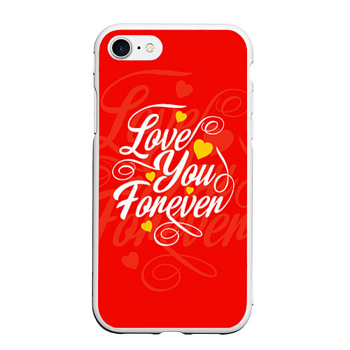 Чехол iPhone 7/8 матовый Love you forever - hearts, patterns / 3D-Белый – фото 1