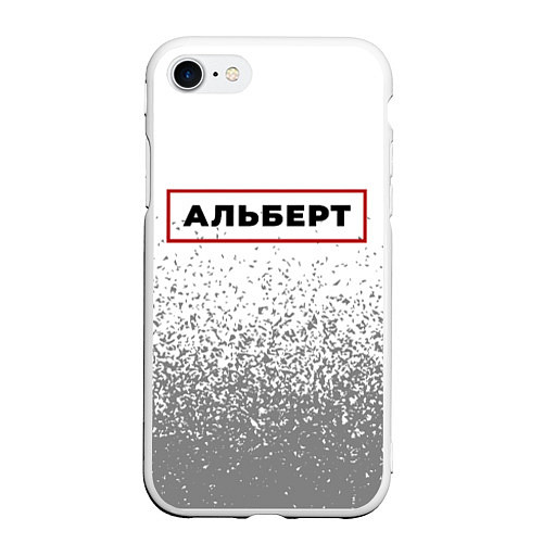 Чехол iPhone 7/8 матовый Альберт - в красной рамке на светлом / 3D-Белый – фото 1