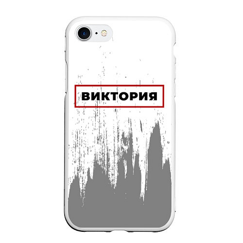 Чехол iPhone 7/8 матовый Виктория - в красной рамке на светлом / 3D-Белый – фото 1