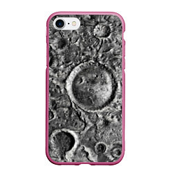 Чехол iPhone 7/8 матовый Поверхность луны, цвет: 3D-малиновый