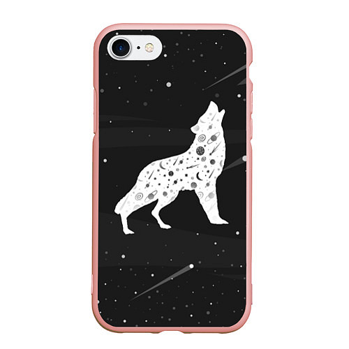 Чехол iPhone 7/8 матовый Созвездие волка - волк из звезд / 3D-Светло-розовый – фото 1