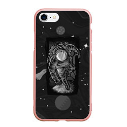Чехол iPhone 7/8 матовый Объемный космонавт, цвет: 3D-светло-розовый