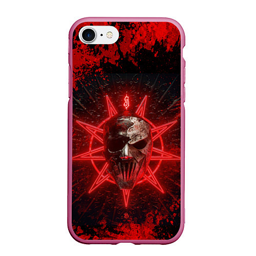 Чехол iPhone 7/8 матовый Slipknot red satan star / 3D-Малиновый – фото 1