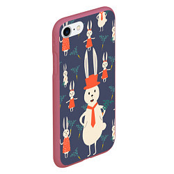 Чехол iPhone 7/8 матовый Семья крольчат, цвет: 3D-малиновый — фото 2