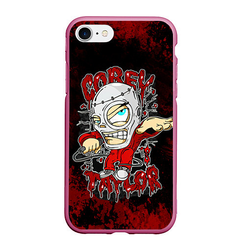 Чехол iPhone 7/8 матовый Slipknot skull / 3D-Малиновый – фото 1