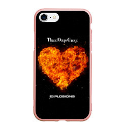 Чехол iPhone 7/8 матовый Explosions - Three Days Grace, цвет: 3D-светло-розовый