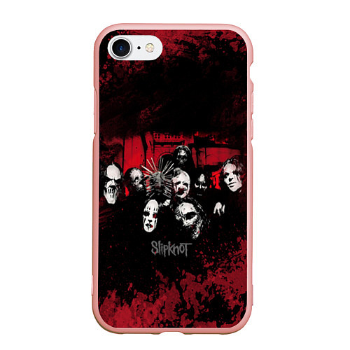 Чехол iPhone 7/8 матовый Группа Slipknot / 3D-Светло-розовый – фото 1