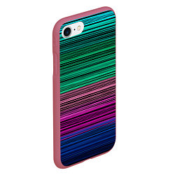 Чехол iPhone 7/8 матовый Разноцветные неоновые шелковые нити, цвет: 3D-малиновый — фото 2
