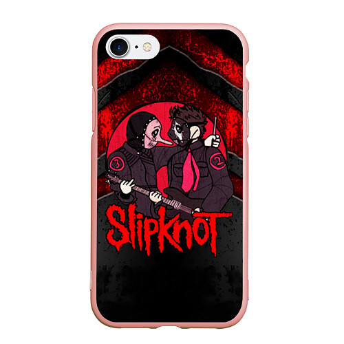 Чехол iPhone 7/8 матовый Slipknot black and red / 3D-Светло-розовый – фото 1