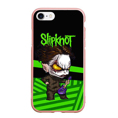 Чехол iPhone 7/8 матовый Slipknot dark green / 3D-Светло-розовый – фото 1