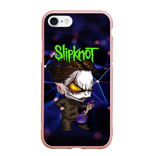 Чехол iPhone 7/8 матовый Slipknot dark blue / 3D-Светло-розовый – фото 1