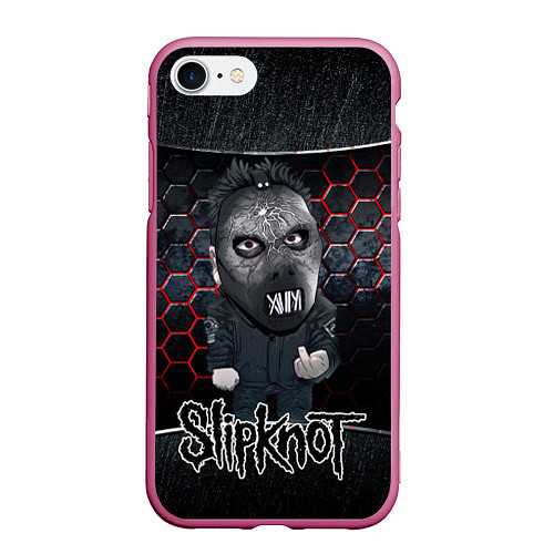 Чехол iPhone 7/8 матовый Slipknot dark black / 3D-Малиновый – фото 1