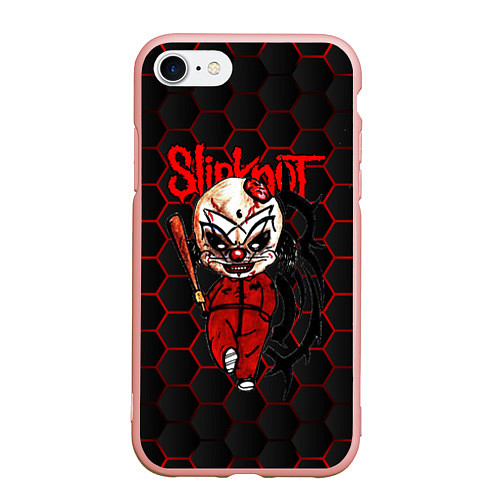 Чехол iPhone 7/8 матовый Slipknot объемные соты / 3D-Светло-розовый – фото 1