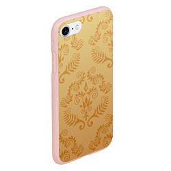 Чехол iPhone 7/8 матовый Золотые паттерны, цвет: 3D-светло-розовый — фото 2