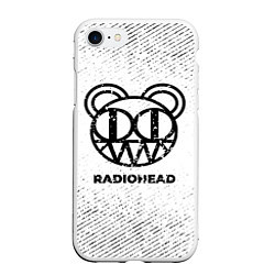 Чехол iPhone 7/8 матовый Radiohead с потертостями на светлом фоне, цвет: 3D-белый