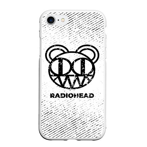 Чехол iPhone 7/8 матовый Radiohead с потертостями на светлом фоне / 3D-Белый – фото 1