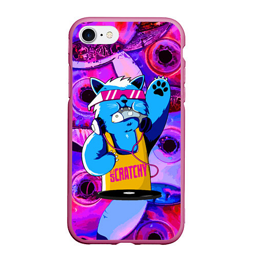 Чехол iPhone 7/8 матовый DJ Scratchy in pink glasses / 3D-Малиновый – фото 1
