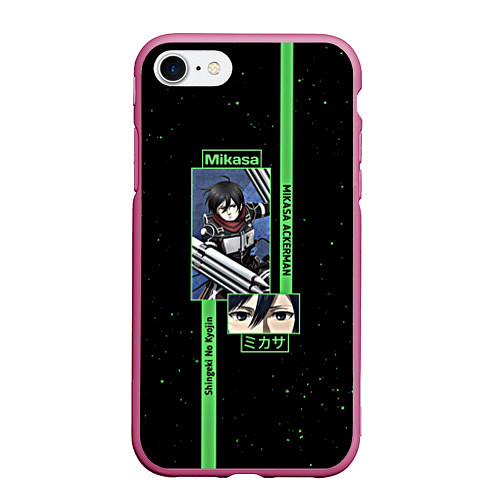 Чехол iPhone 7/8 матовый Attack on Titan - Mikasa Ackerman / 3D-Малиновый – фото 1