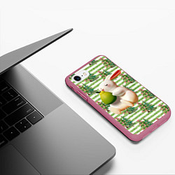 Чехол iPhone 7/8 матовый Кролик с грушей, цвет: 3D-малиновый — фото 2