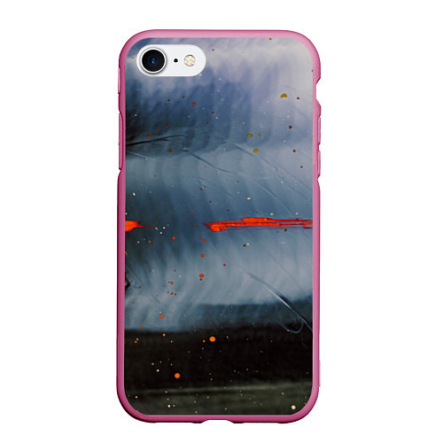 Чехол iPhone 7/8 матовый Абстрактный синий туман и мазки красок / 3D-Малиновый – фото 1