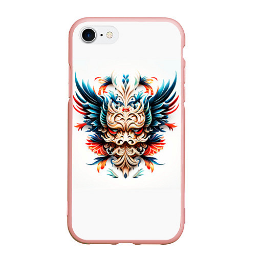 Чехол iPhone 7/8 матовый Маска шамана - ирезуми / 3D-Светло-розовый – фото 1