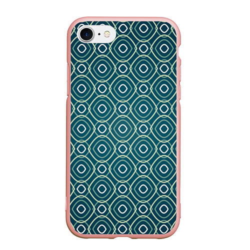 Чехол iPhone 7/8 матовый Светло-зелёная текстура / 3D-Светло-розовый – фото 1