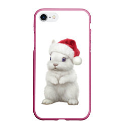 Чехол iPhone 7/8 матовый Рождественский крольчонок, цвет: 3D-малиновый