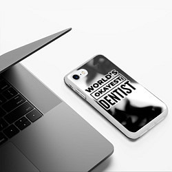 Чехол iPhone 7/8 матовый Worlds okayest dentist - white, цвет: 3D-белый — фото 2