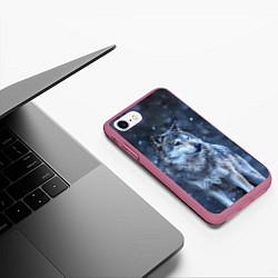 Чехол iPhone 7/8 матовый Лесной волк, цвет: 3D-малиновый — фото 2