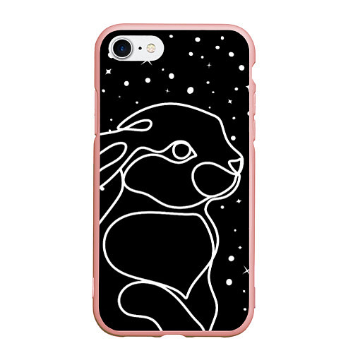 Чехол iPhone 7/8 матовый Кролик и снегопад / 3D-Светло-розовый – фото 1