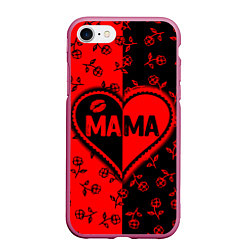 Чехол iPhone 7/8 матовый Мама в сердце, цвет: 3D-малиновый
