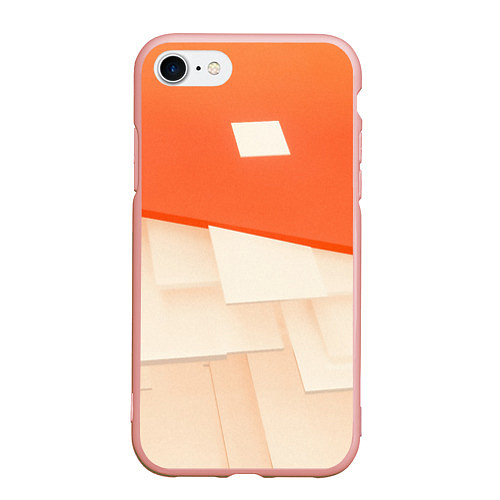 Чехол iPhone 7/8 матовый Абстрактные геометрические оранжевые и светлые фиг / 3D-Светло-розовый – фото 1