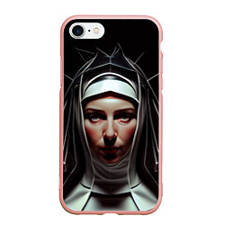Чехол iPhone 7/8 матовый Нейросеть: монахиня, цвет: 3D-светло-розовый