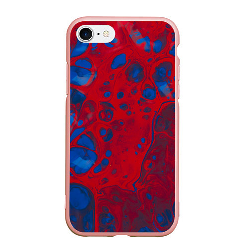 Чехол iPhone 7/8 матовый Красно-синие разводы / 3D-Светло-розовый – фото 1