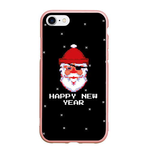 Чехол iPhone 7/8 матовый Дед мороз с повязкой / 3D-Светло-розовый – фото 1