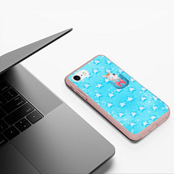 Чехол iPhone 7/8 матовый Зайчик в кармане, цвет: 3D-светло-розовый — фото 2