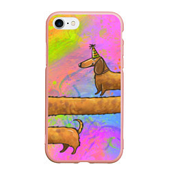 Чехол iPhone 7/8 матовый Очень-очень длинная такса, цвет: 3D-светло-розовый