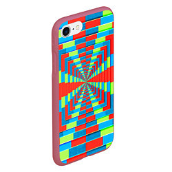 Чехол iPhone 7/8 матовый Разноцветный туннель - оптическая иллюзия, цвет: 3D-малиновый — фото 2