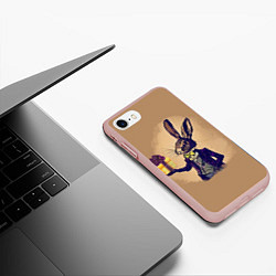 Чехол iPhone 7/8 матовый Кролик в костюме с подарком, цвет: 3D-светло-розовый — фото 2