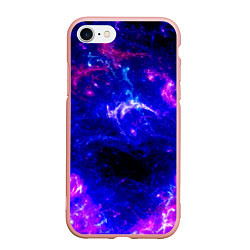 Чехол iPhone 7/8 матовый Неоновый космос со звездами, цвет: 3D-светло-розовый